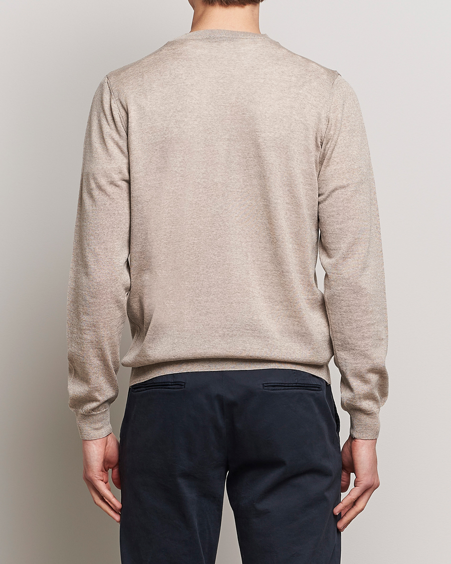 Hombres | Jerséis y prendas de punto | Oscar Jacobson | Custer Merino Wool Roundneck Beige