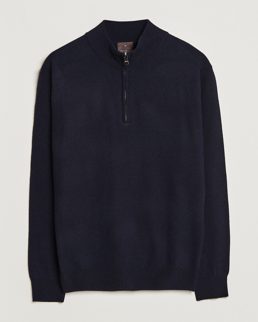 Hombres | Jerséis y prendas de punto | Oscar Jacobson | Patton Wool Half-Zip Navy