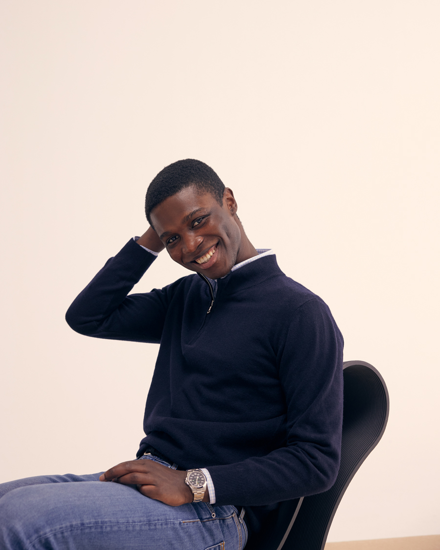 Hombres | Jerséis y prendas de punto | Oscar Jacobson | Patton Wool Half-Zip Navy