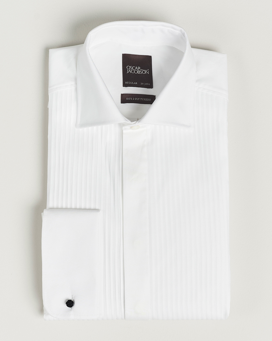 Hombres | Camisas | Oscar Jacobson | Reg Fit Cut Away Tuxedo Double Cuff White