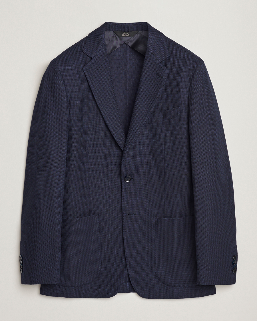 Hombres | Blazers | Brioni | Wool/Silk Jacquard Jersey Blazer Navy