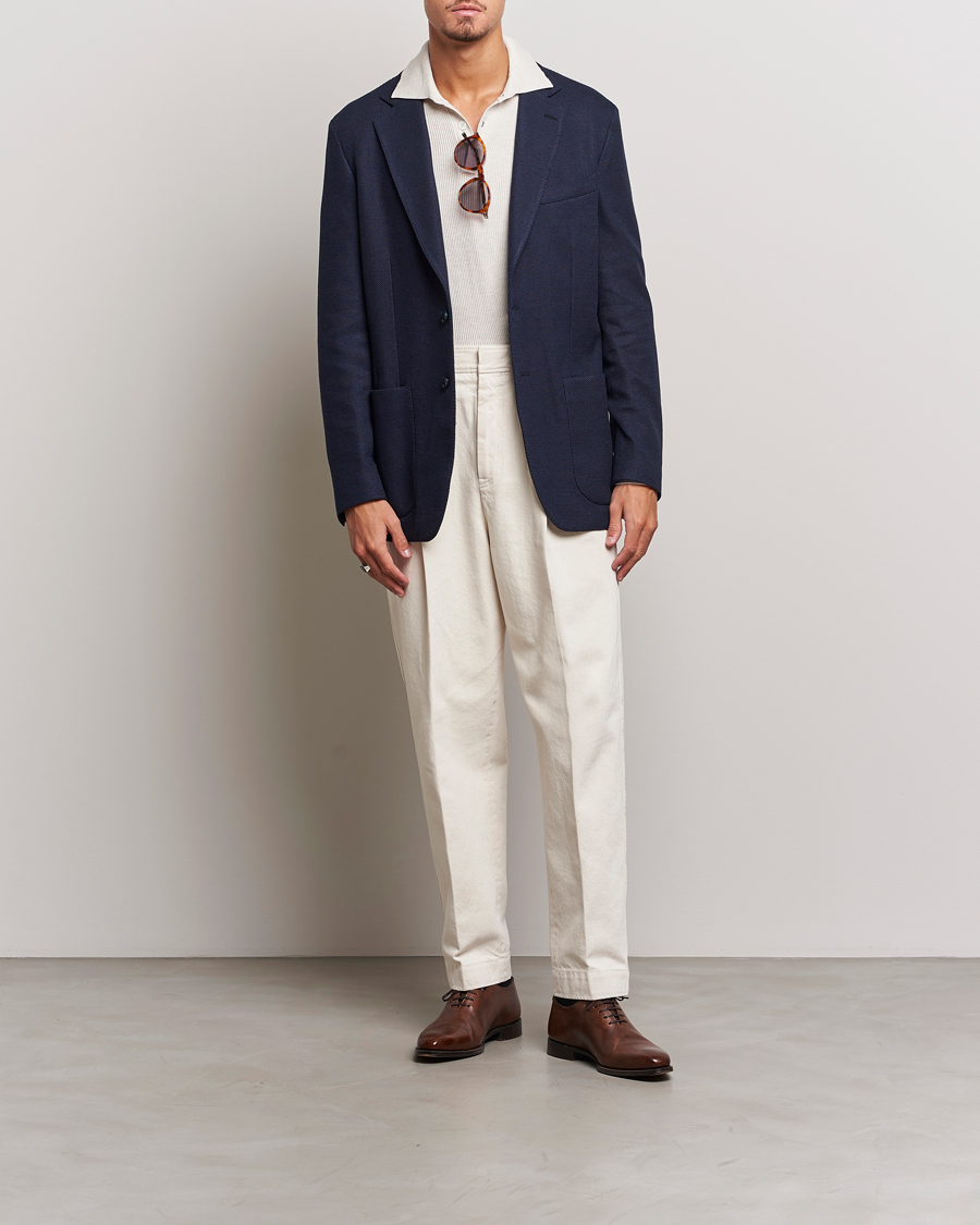 Hombres | Blazers | Brioni | Wool/Silk Jacquard Jersey Blazer Navy