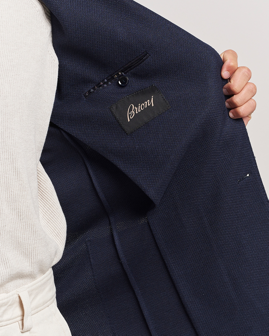 Hombres | Blazers | Brioni | Wool/Silk Jacquard Jersey Blazer Navy