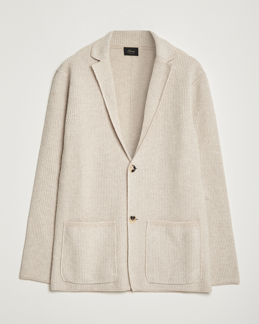 Hombres | Jerséis y prendas de punto | Brioni | Cashmere Jacquard Cardigan Beige