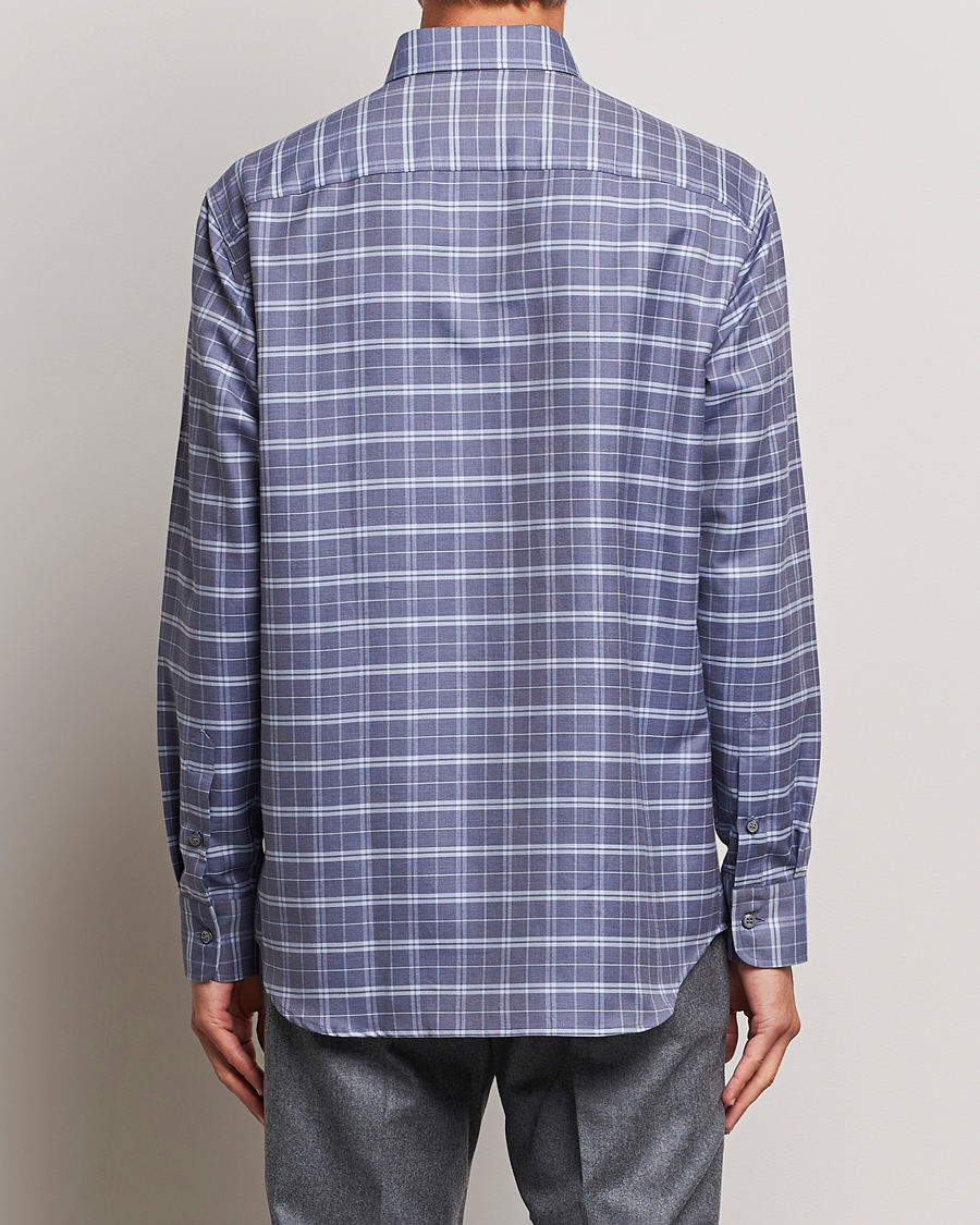 Hombres | Camisas | Brioni | Slim Fit Check Flannel Shirt Dark Blue