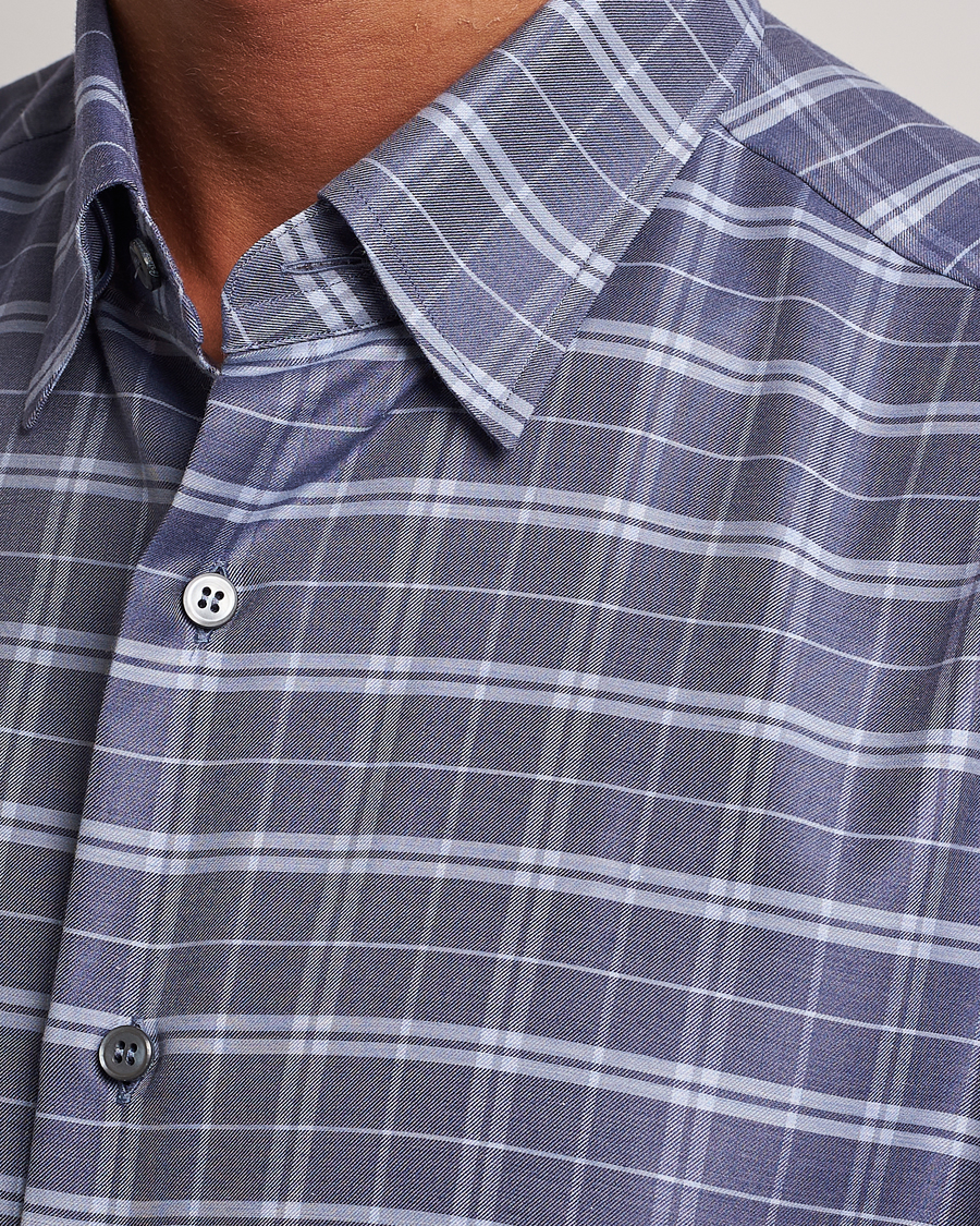 Hombres | Camisas | Brioni | Slim Fit Check Flannel Shirt Dark Blue