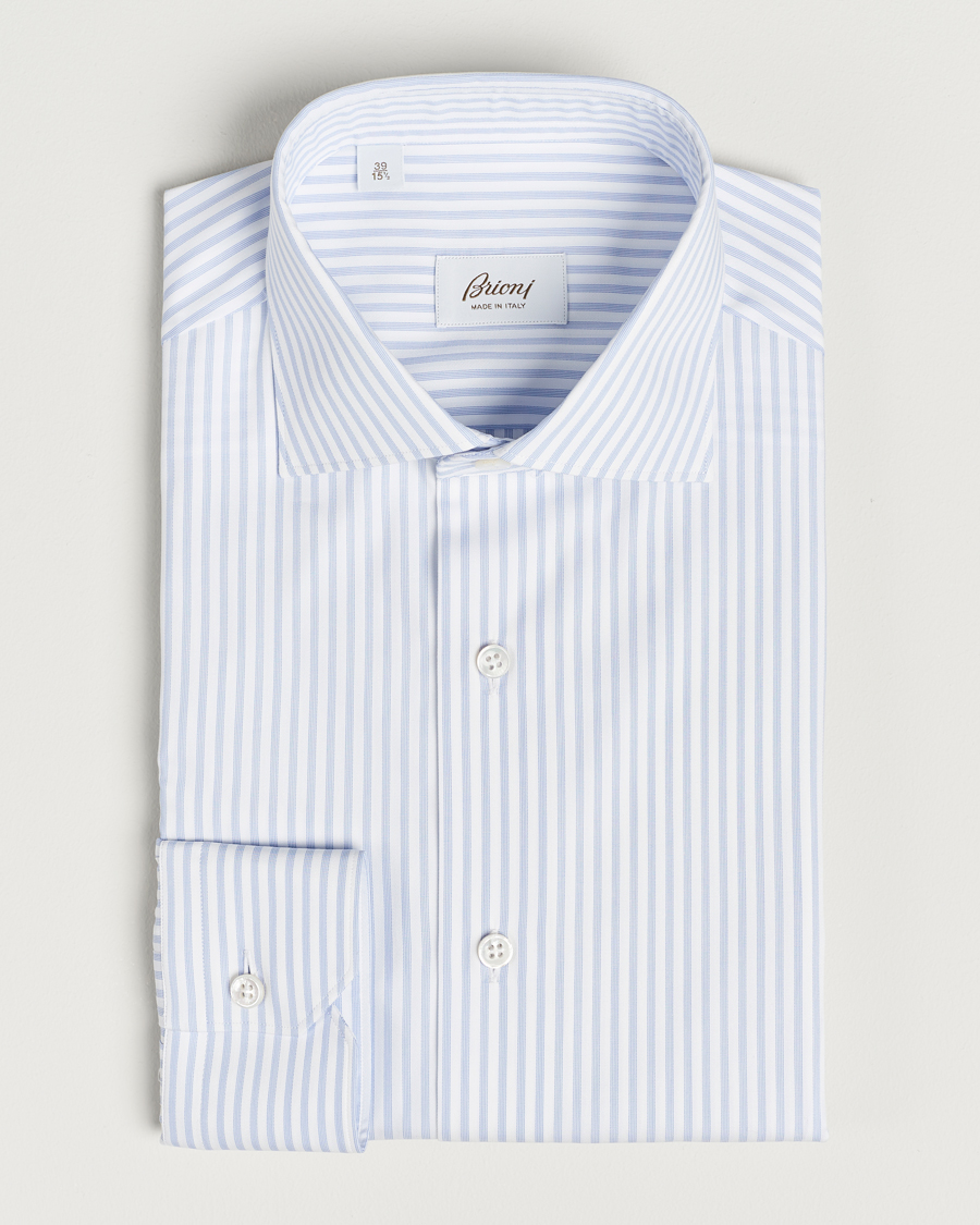 Hombres | Camisas | Brioni | Slim Fit Striped Dress Shirt Light Blue