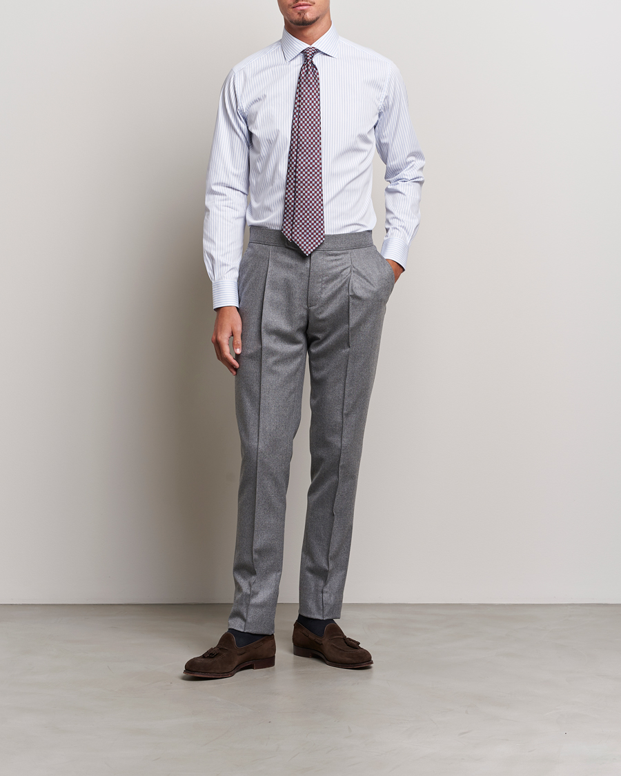 Hombres | Camisas | Brioni | Slim Fit Striped Dress Shirt Light Blue