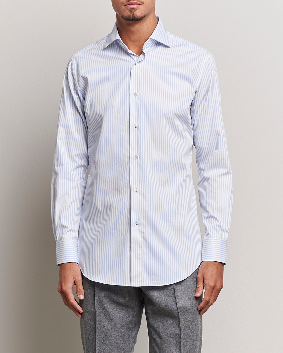Hombres | Camisas | Brioni | Slim Fit Striped Dress Shirt Light Blue