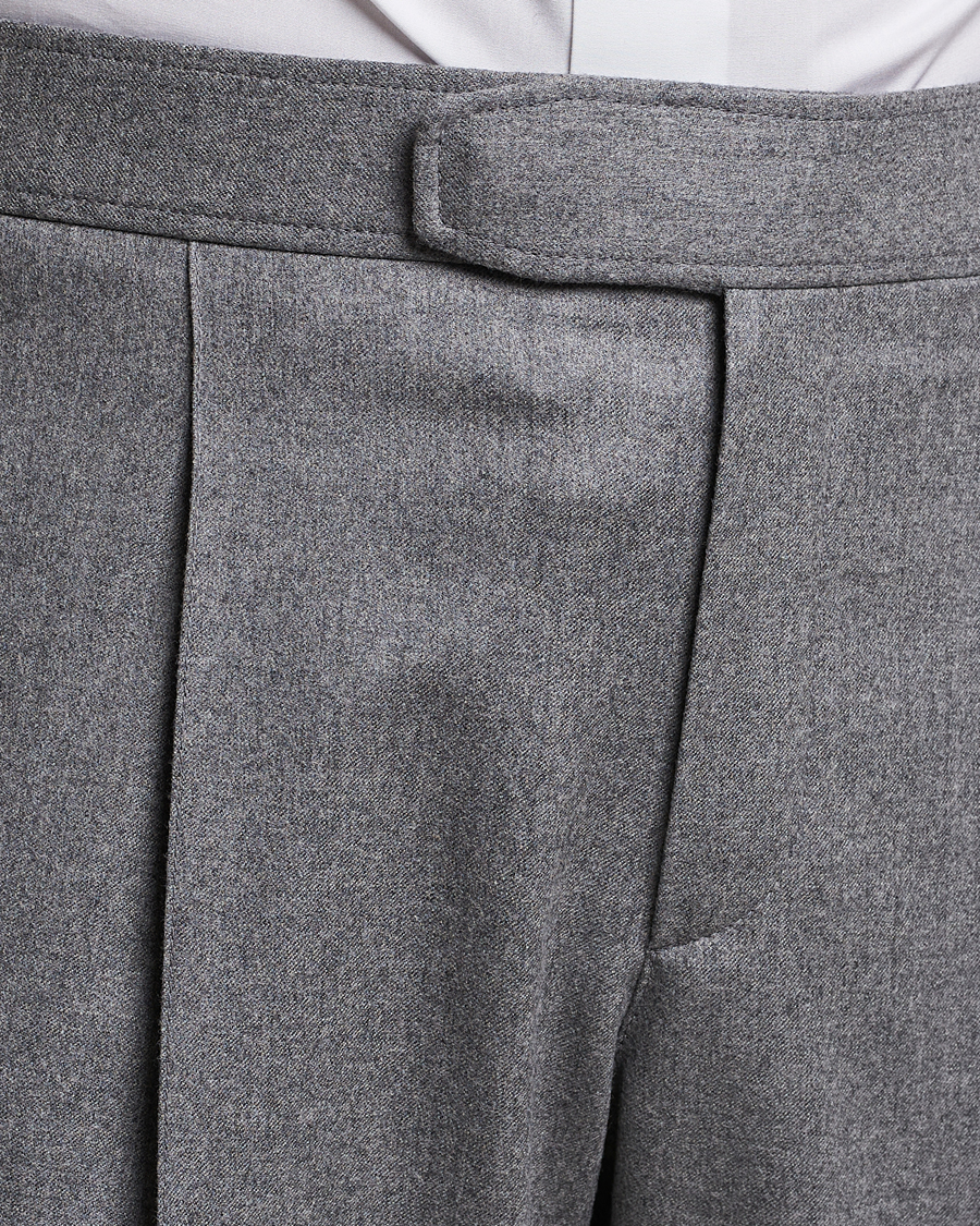 Hombres | Pantalones | Brioni | Melbourne Drawstring Flannel Trousers Grey Melange