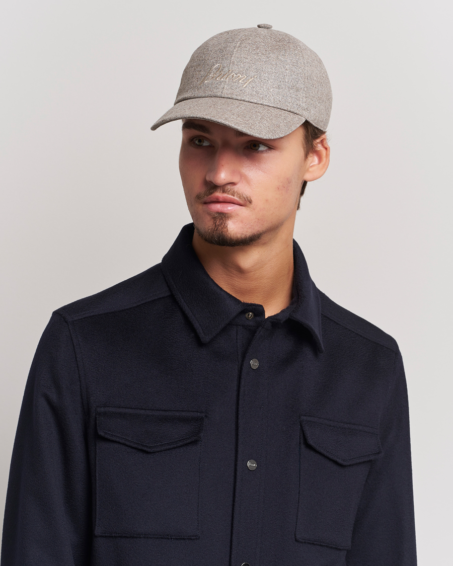 Hombres | Brioni Soft Flannel Baseball Cap Beige Melange | Brioni | Soft Flannel Baseball Cap Beige Melange