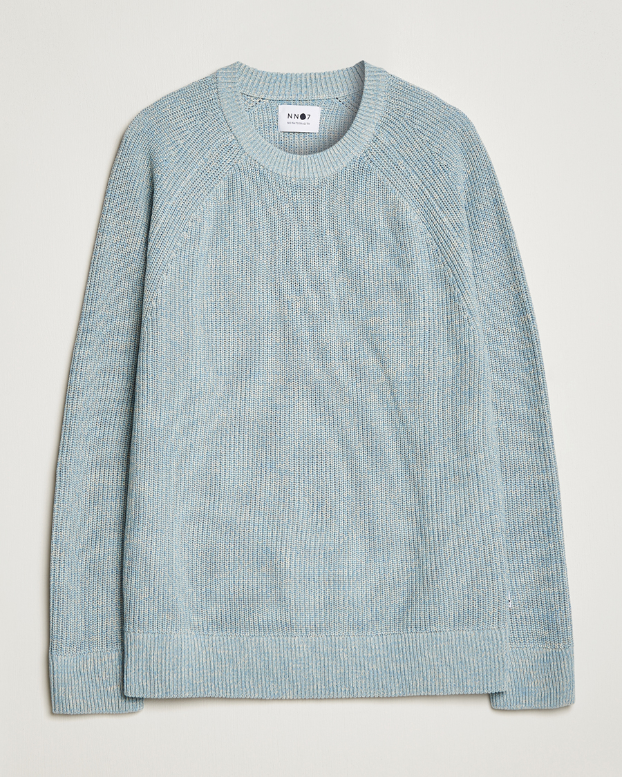 Hombres | Jerséis y prendas de punto | NN07 | Jacobo Organic Cotton Knitted Sweater Ashley Blue Mel
