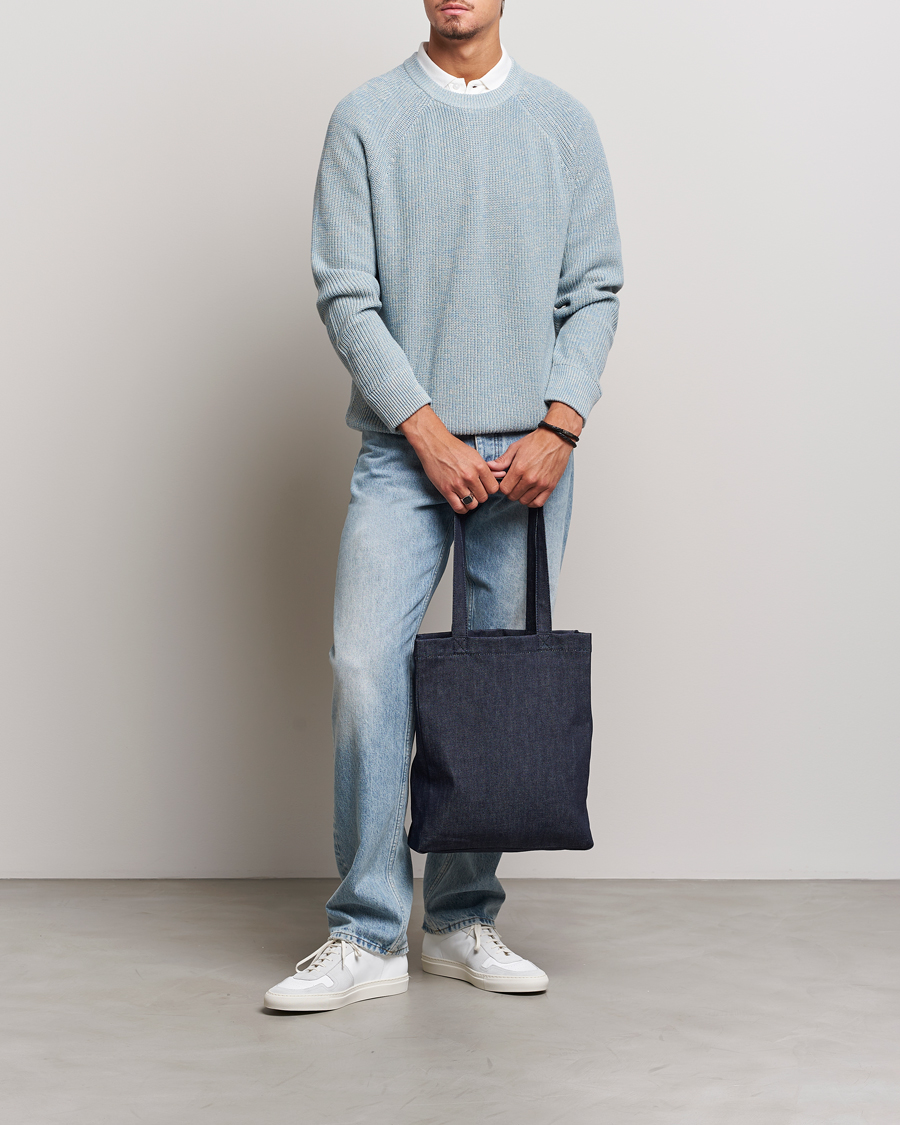 Hombres | Jerséis y prendas de punto | NN07 | Jacobo Organic Cotton Knitted Sweater Ashley Blue Mel