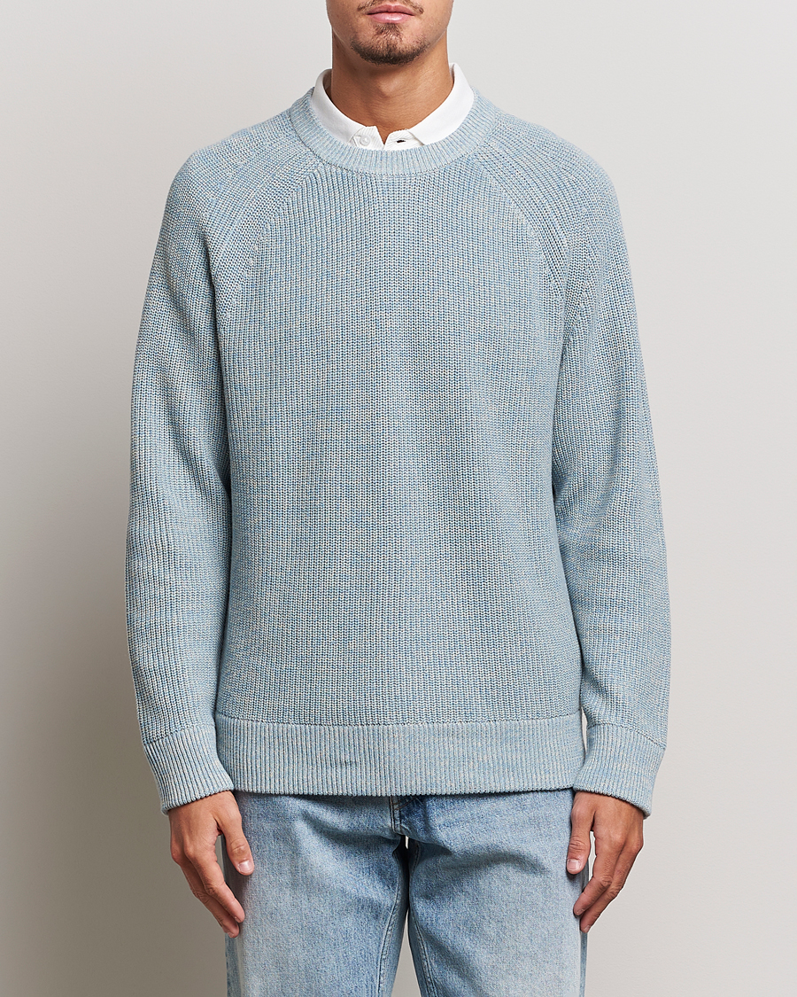 Hombres | Jerséis y prendas de punto | NN07 | Jacobo Organic Cotton Knitted Sweater Ashley Blue Mel