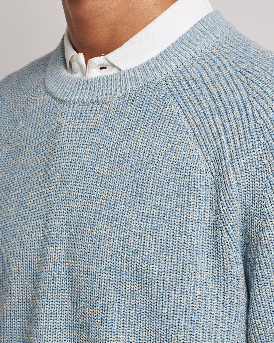 Hombres | Jerséis y prendas de punto | NN07 | Jacobo Organic Cotton Knitted Sweater Ashley Blue Mel