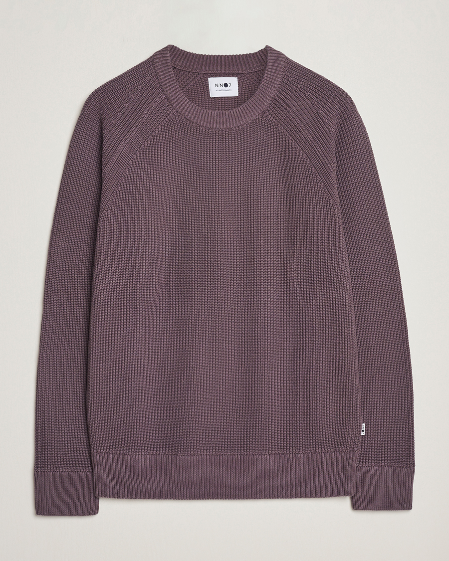 Hombres | Jerséis y prendas de punto | NN07 | Jacobo Organic Cotton Knitted Sweater Purple Brown