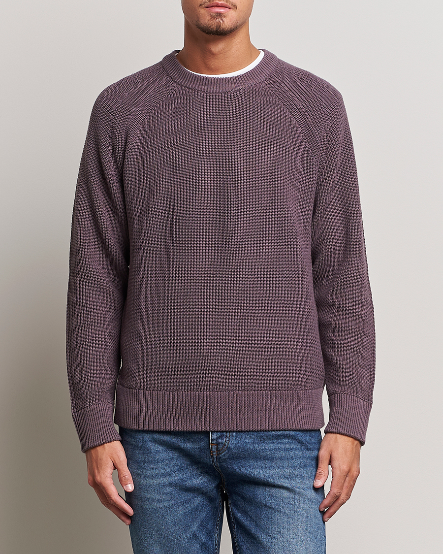 Hombres | Jerséis y prendas de punto | NN07 | Jacobo Organic Cotton Knitted Sweater Purple Brown