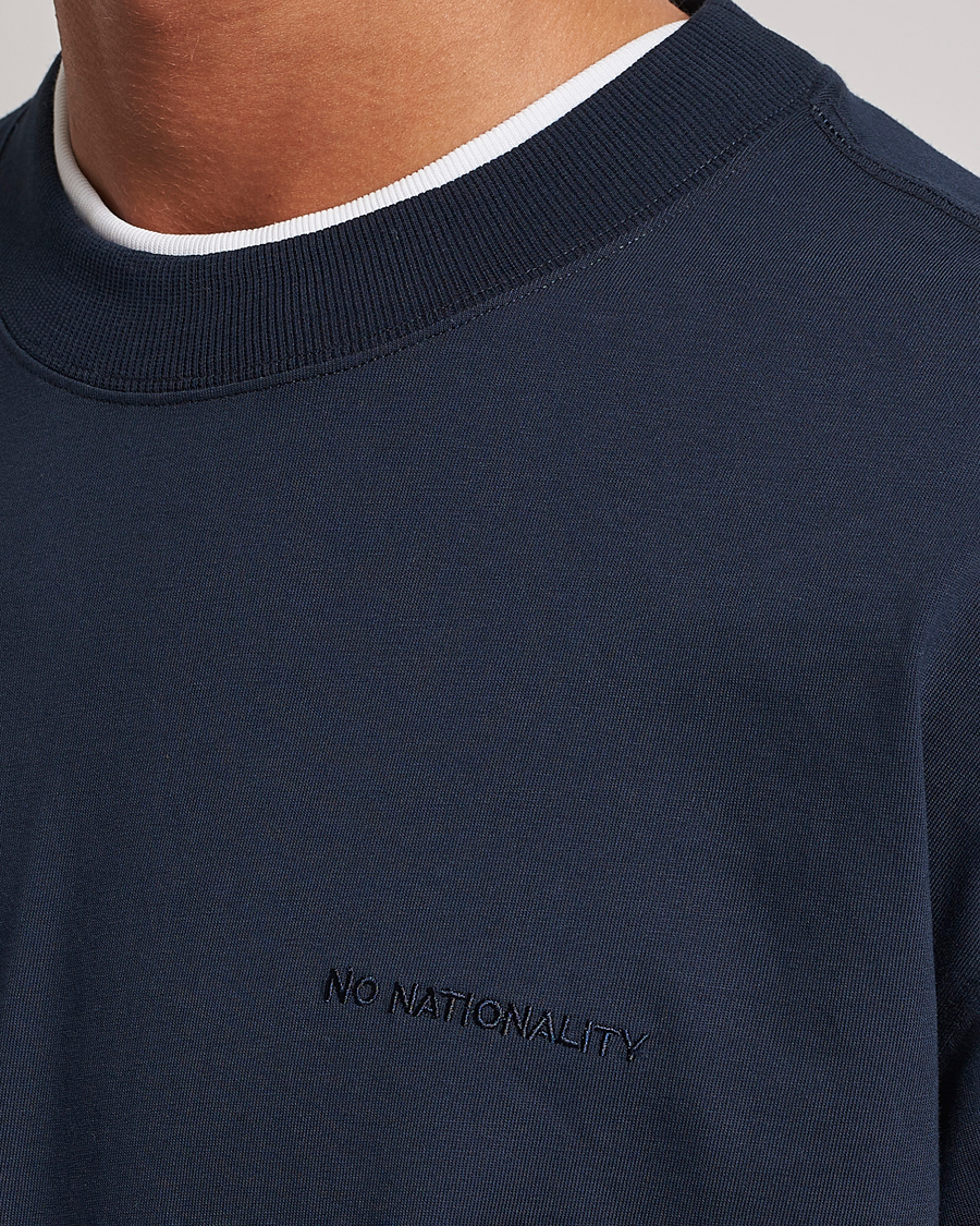 Hombres | Camisetas | NN07 | Benja Pima Cotton Long Sleeve T-Shirt Navy