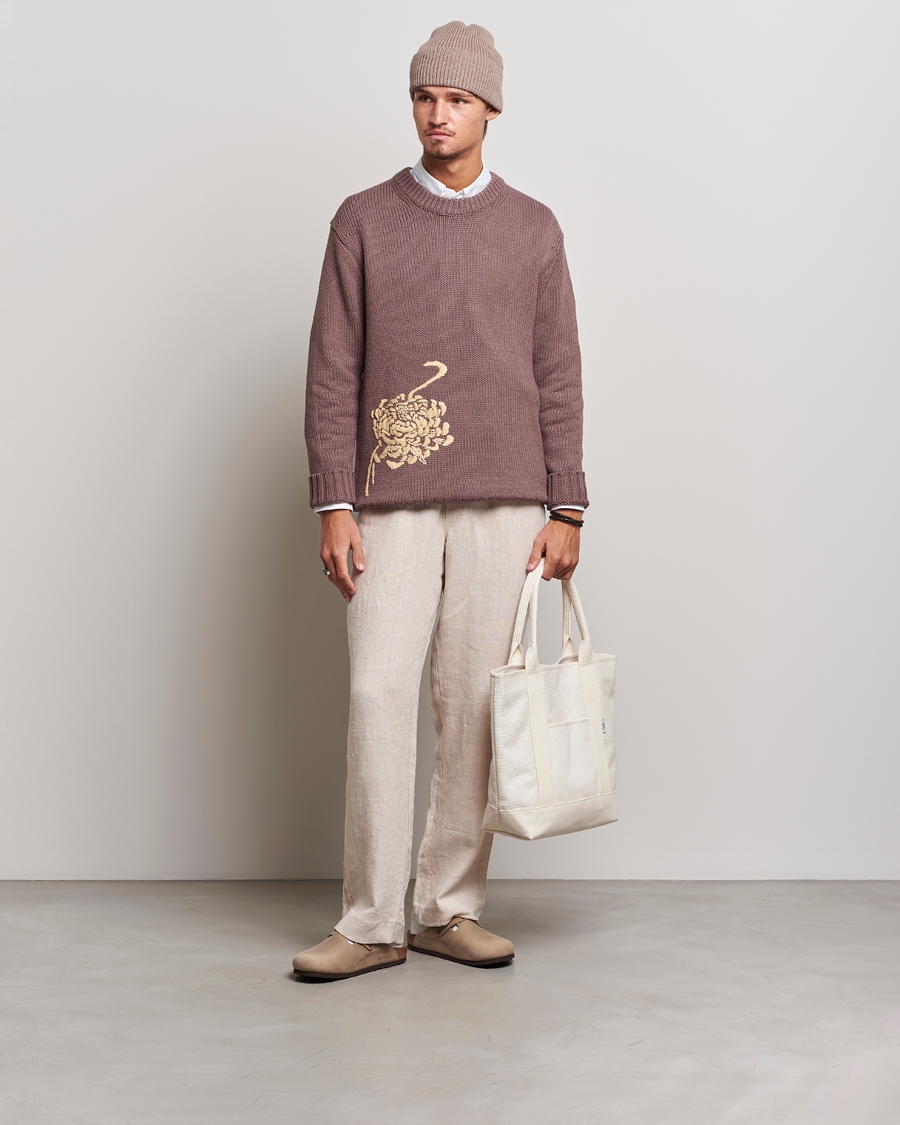 Hombres | Jerséis y prendas de punto | NN07 | Jasper Knitted Cotton Sweatshirt Purple Brown