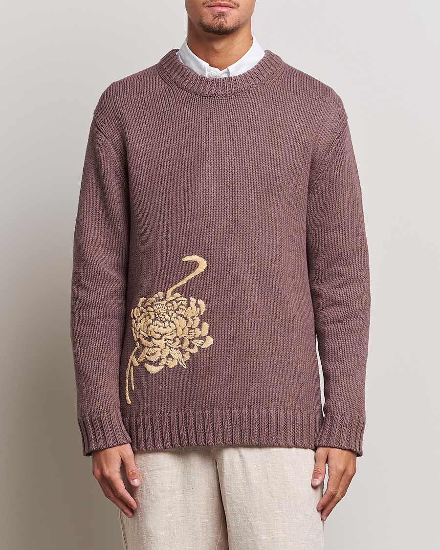 Hombres | Jerséis y prendas de punto | NN07 | Jasper Knitted Cotton Sweatshirt Purple Brown