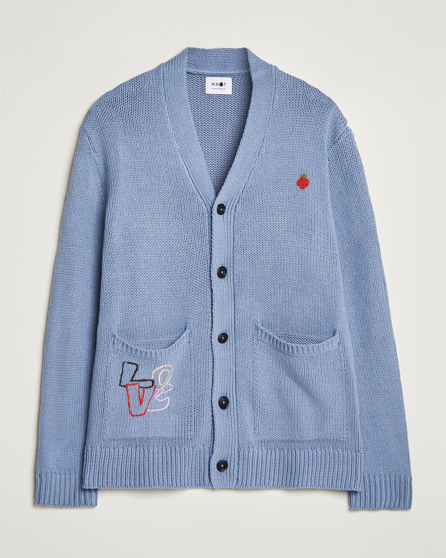 Hombres | Jerséis y prendas de punto | NN07 | Milton Knitted Cardigan Ashley Blue Mel