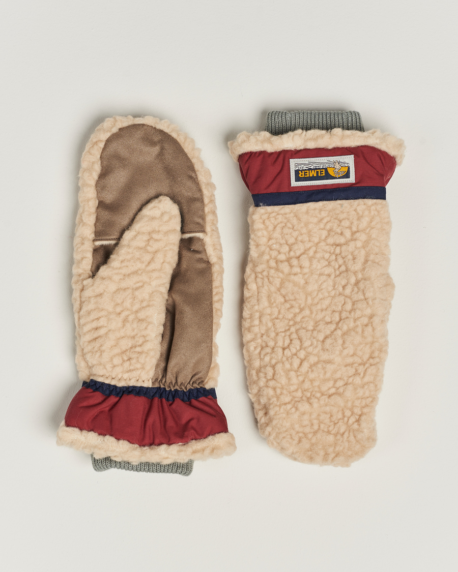 Hombres | Elmer by Swany Miyo Wool Teddy Mittens Beige/Wine | Elmer by Swany | Miyo Wool Teddy Mittens Beige/Wine