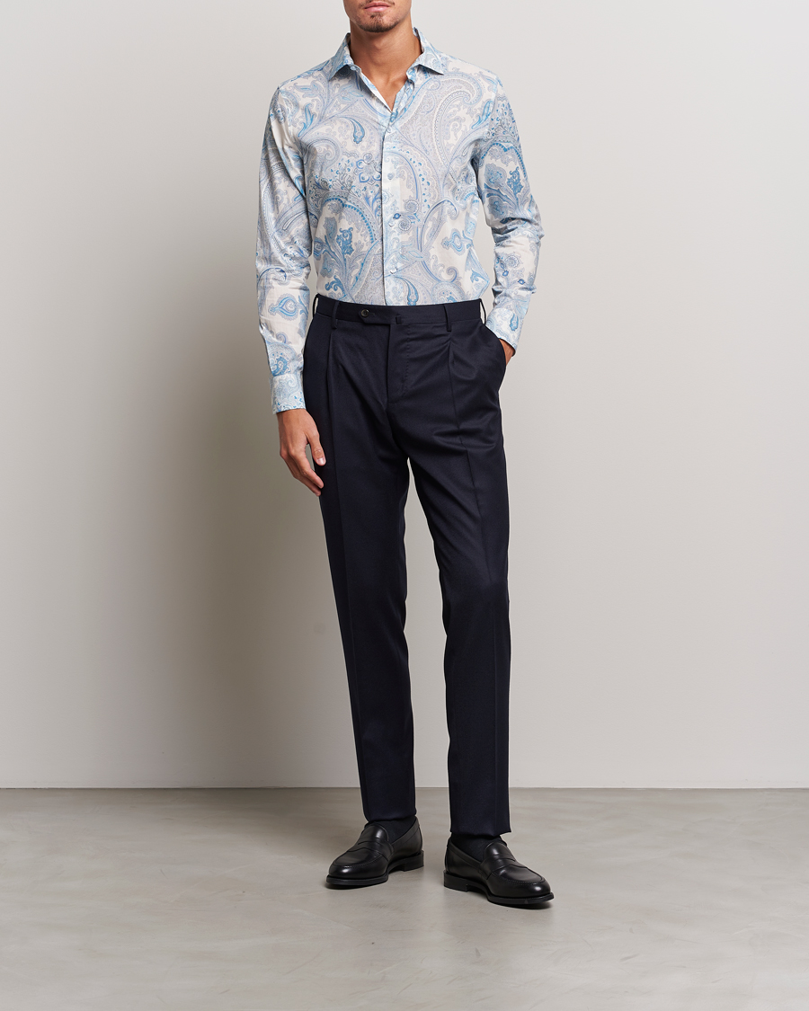 Hombres | Camisas | Etro | Slim Fit Paisley Shirt Azzurro