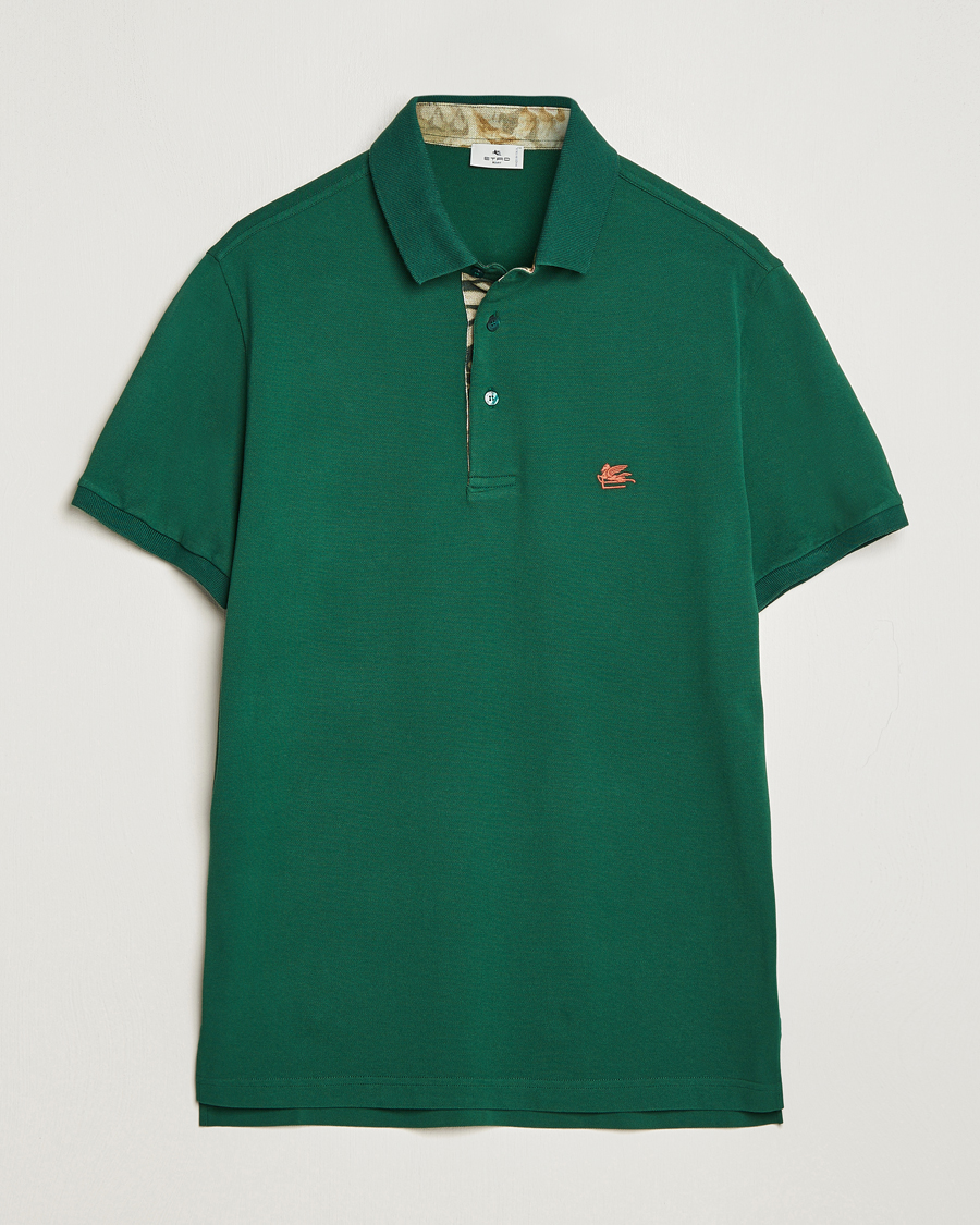 Hombres | Polos | Etro | Short Sleeve Contrast Polo Dark Green