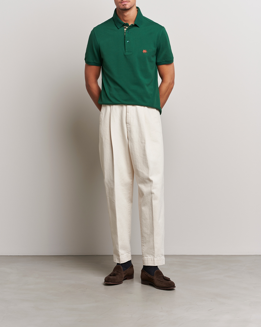 Hombres | Polos | Etro | Short Sleeve Contrast Polo Dark Green