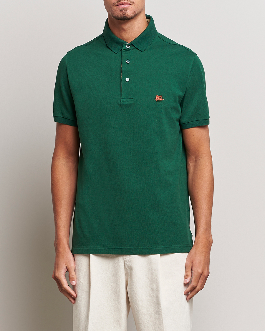 Hombres | Polos | Etro | Short Sleeve Contrast Polo Dark Green