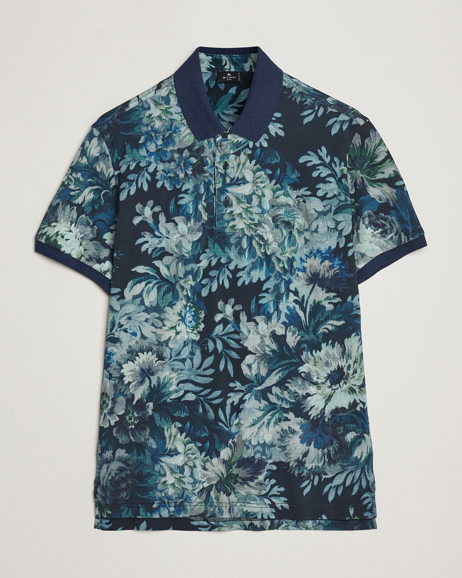 Hombres | Polos | Etro | Short Sleeve Printed Polo Dark Blue