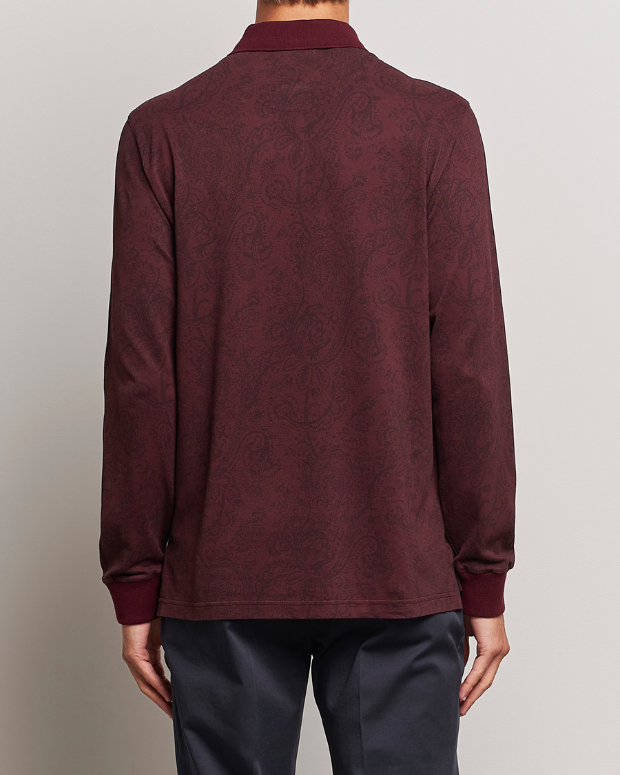 Hombres | Jerséis y prendas de punto | Etro | Tonal Paisley Long Sleeve Polo Burgundy