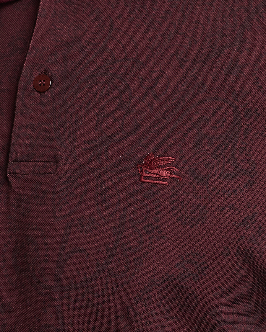Hombres | Jerséis y prendas de punto | Etro | Tonal Paisley Long Sleeve Polo Burgundy