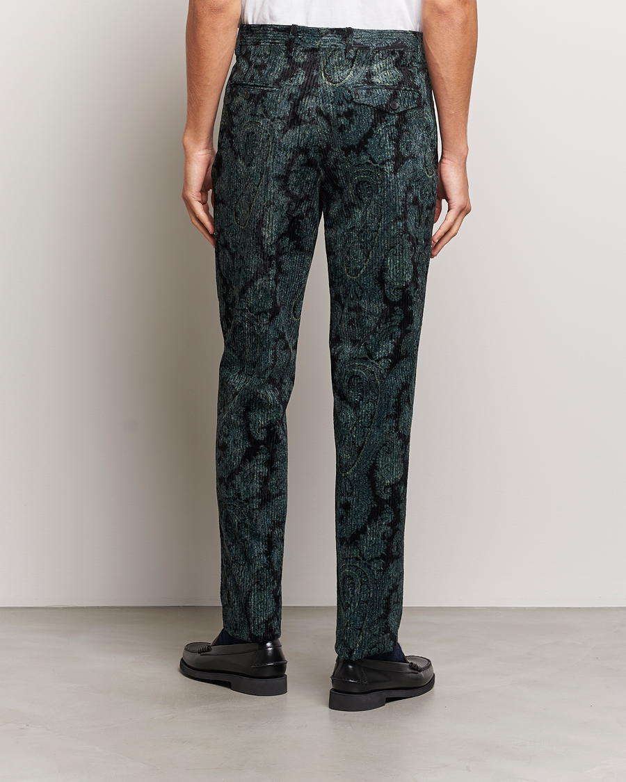 Hombres | Pantalones | Etro | Tailored Paisley Corduroy Trousers Dark Blue