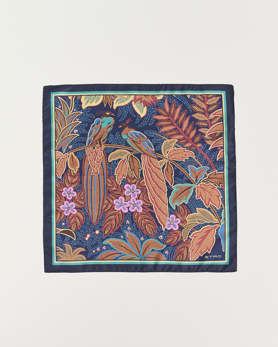 Hombres | Etro Bangalore Printed Pocket Square Navy | Etro | Bangalore Printed Pocket Square Navy