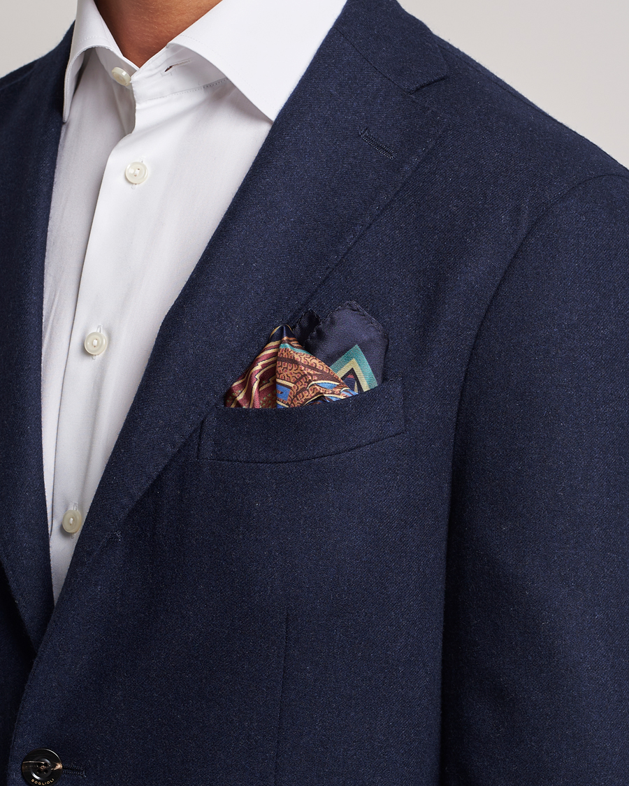 Hombres | Etro Bangalore Printed Pocket Square Navy | Etro | Bangalore Printed Pocket Square Navy