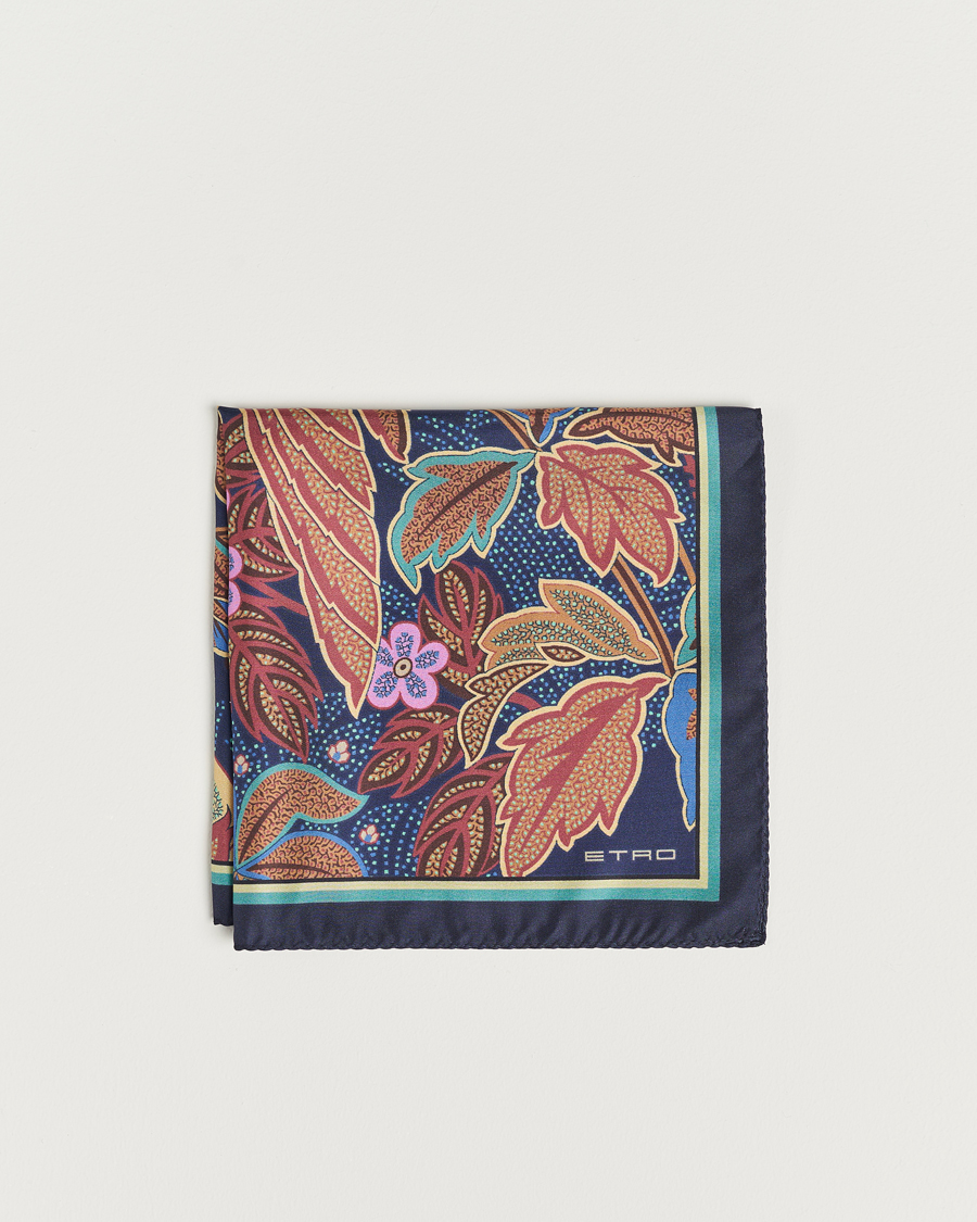 Hombres | Etro Bangalore Printed Pocket Square Navy | Etro | Bangalore Printed Pocket Square Navy