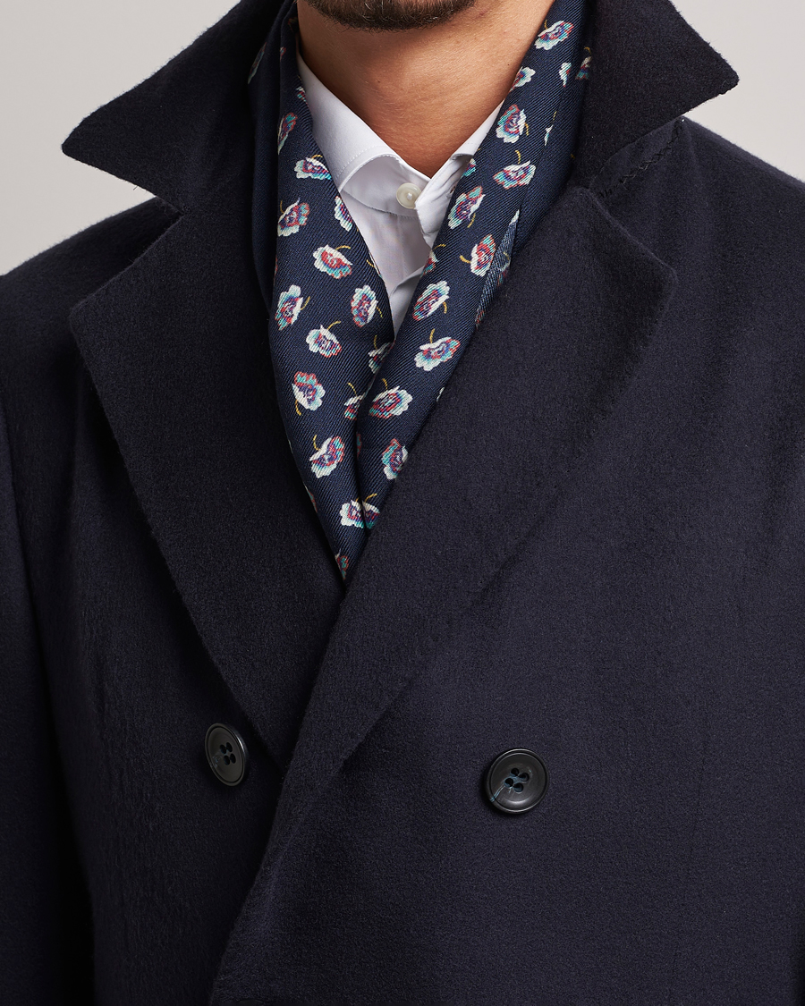 Hombres | Etro Printed Wool/Silk Scarf Navy | Etro | Printed Wool/Silk Scarf Navy