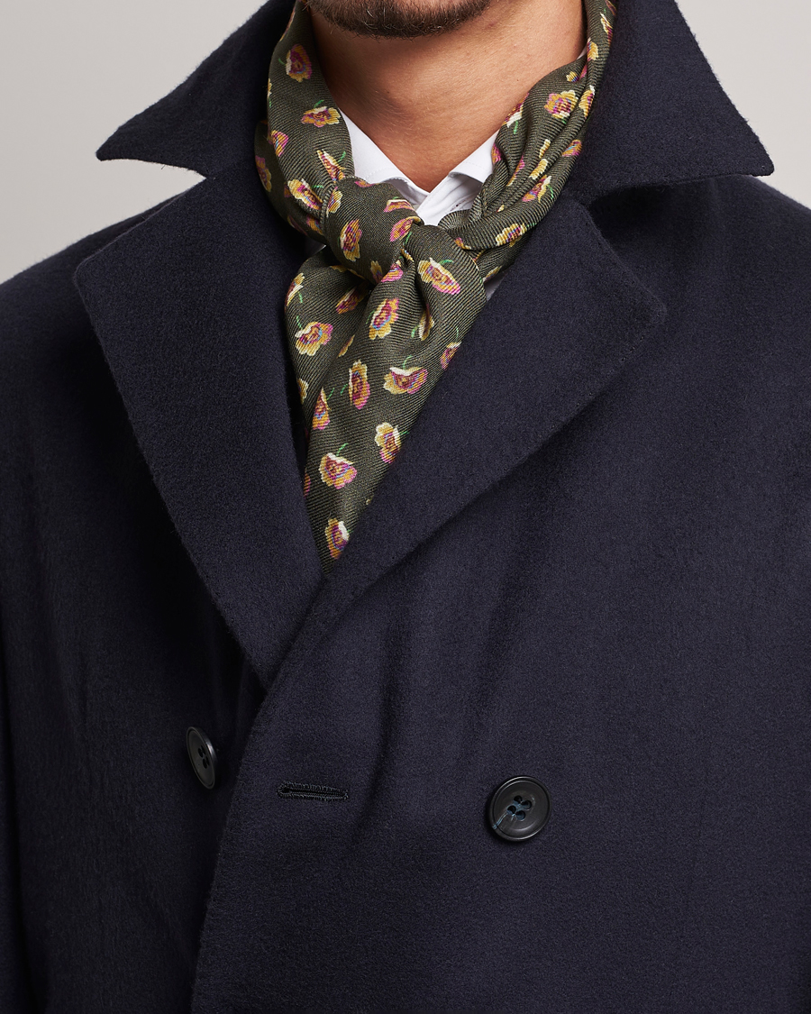 Hombres | Etro Printed Wool/Silk Scarf Green | Etro | Printed Wool/Silk Scarf Green