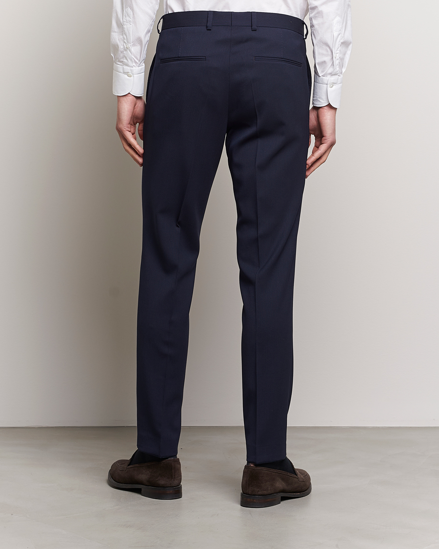 Hombres | Pantalones | Oscar Jacobson | Denz Structured Wool Trousers Blue