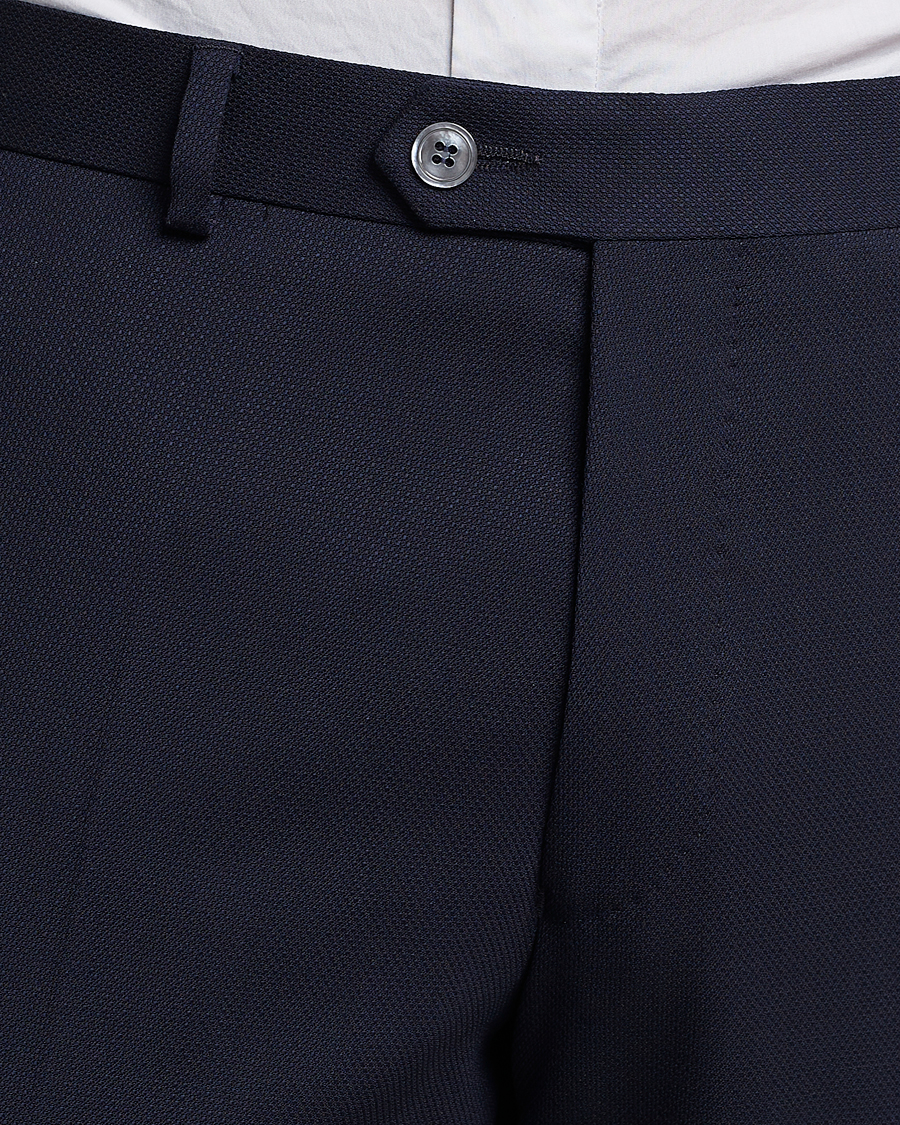 Hombres | Pantalones | Oscar Jacobson | Denz Structured Wool Trousers Blue
