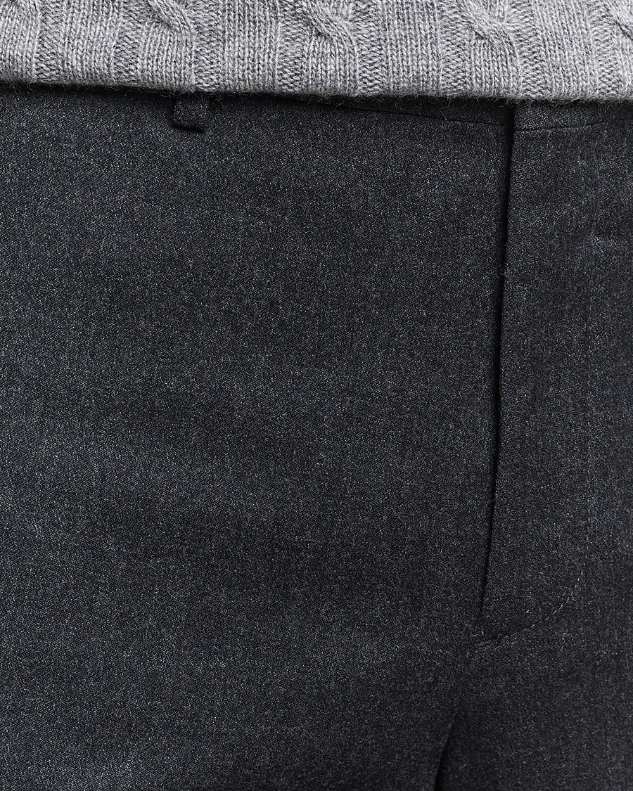 Hombres | Pantalones | Canali | Slim Fit Washable Flannel Trousers Charcoal
