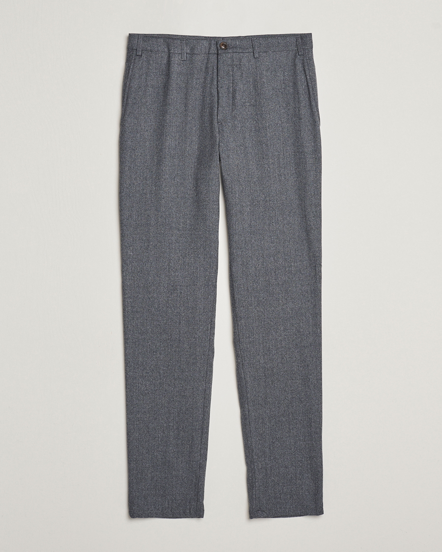 Hombres | Pantalones | Canali | Slim Fit Washable Flannel Trousers Grey Melange