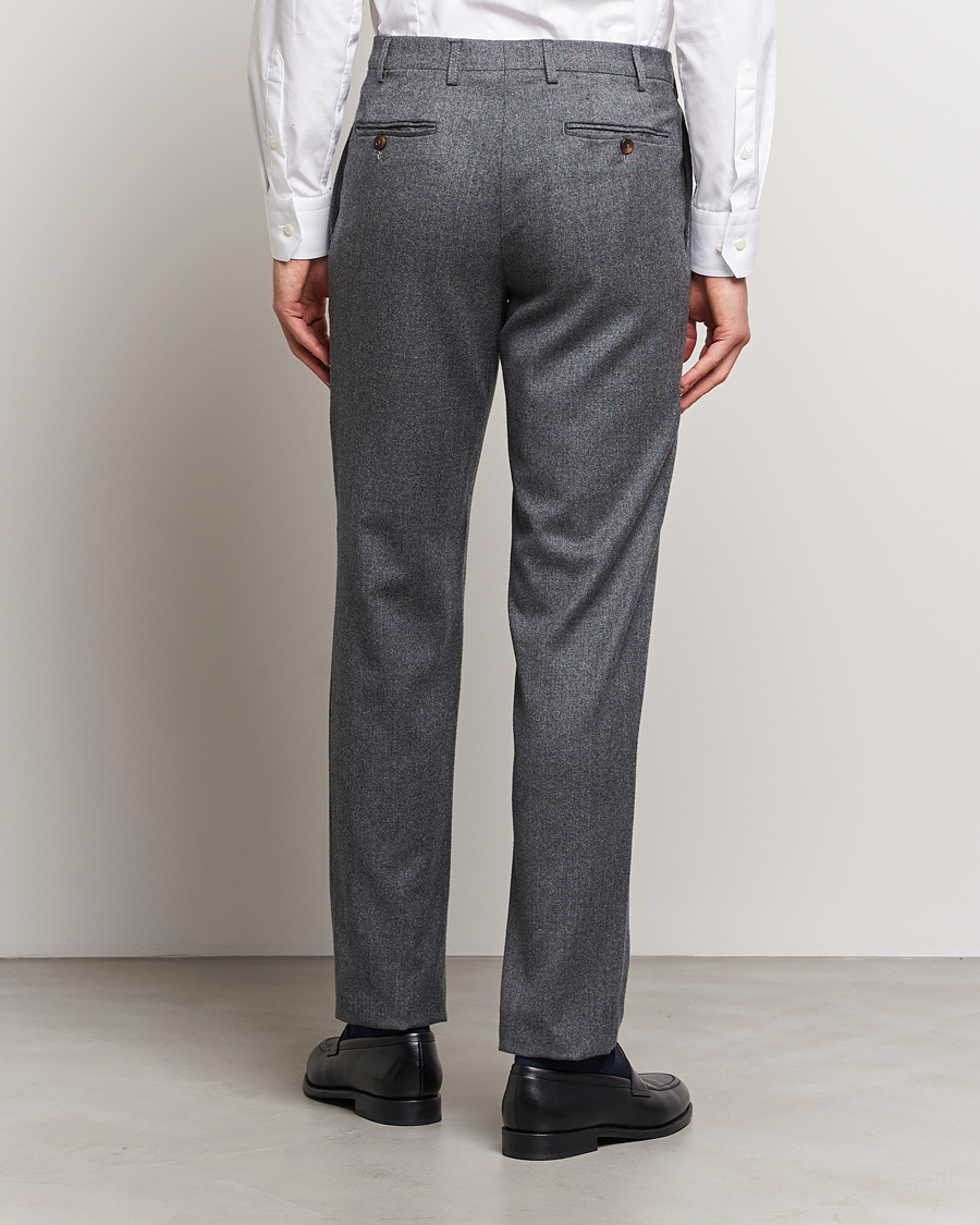 Hombres | Pantalones | Canali | Slim Fit Washable Flannel Trousers Grey Melange