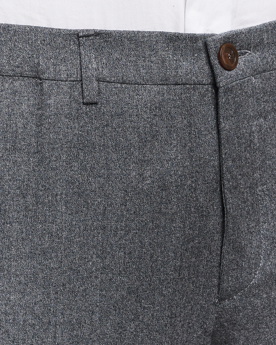 Hombres | Pantalones | Canali | Slim Fit Washable Flannel Trousers Grey Melange