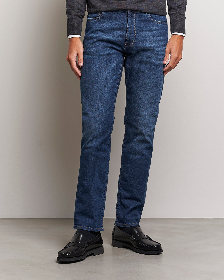 Hombres | Vaqueros | Canali | Slim Fit Stretch Jeans Medium Blue Wash