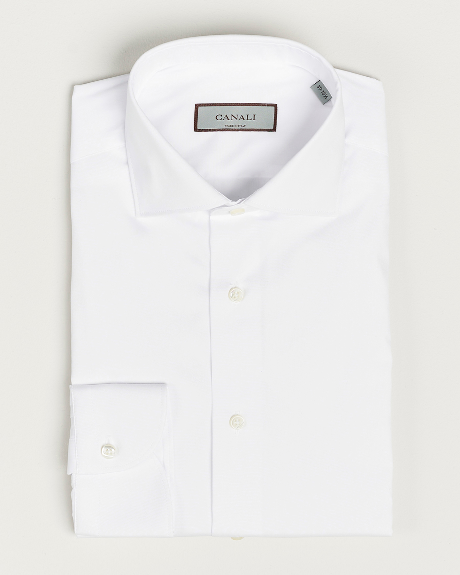 Hombres | Camisas | Canali | Slim Fit Cotton/Stretch Shirt White