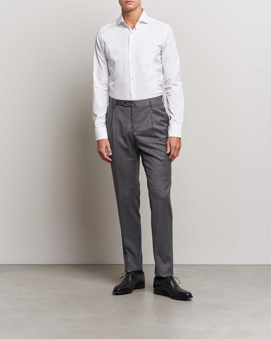 Hombres | Camisas | Canali | Slim Fit Cotton/Stretch Shirt White