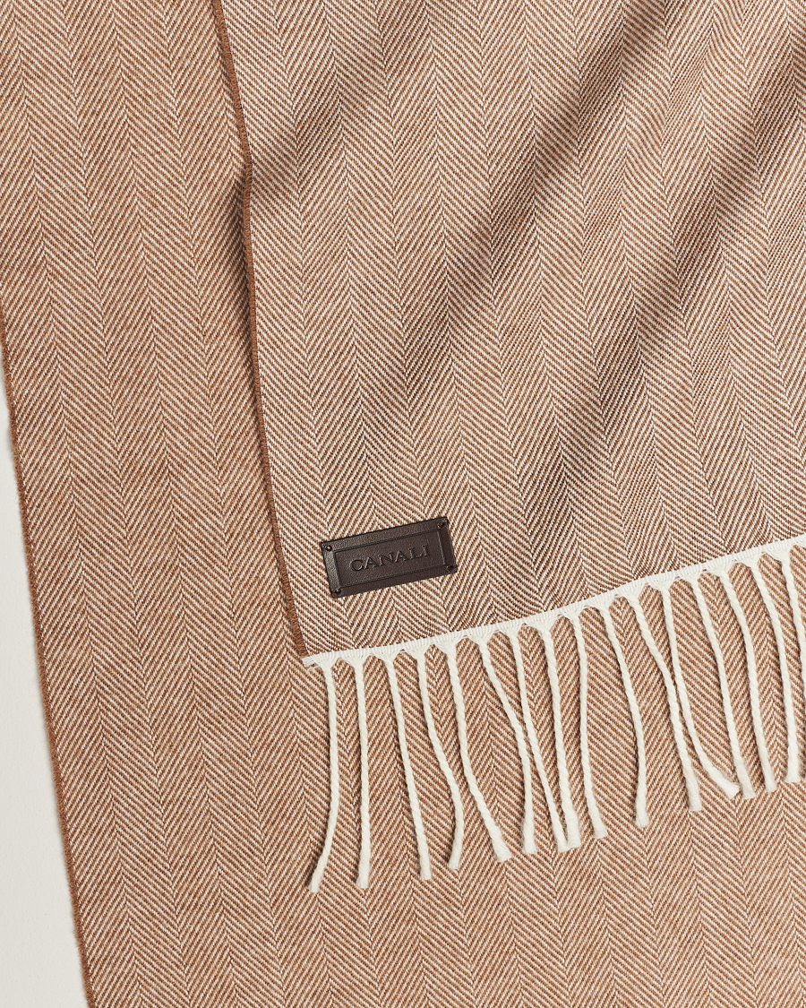 Hombres | Canali Herringbone Wool Scarf Beige | Canali | Herringbone Wool Scarf Beige
