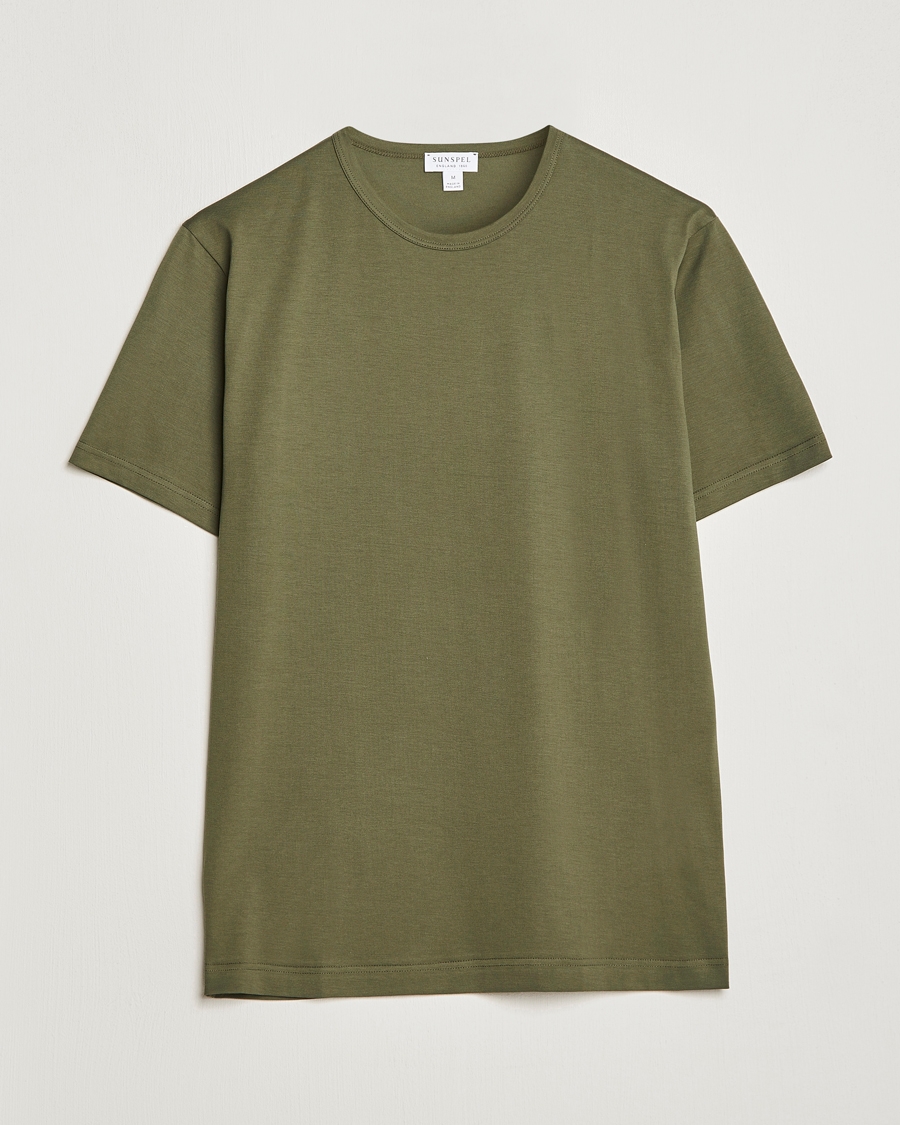 Hombres | Camisetas | Sunspel | Crew Neck Cotton Tee Hunter Green
